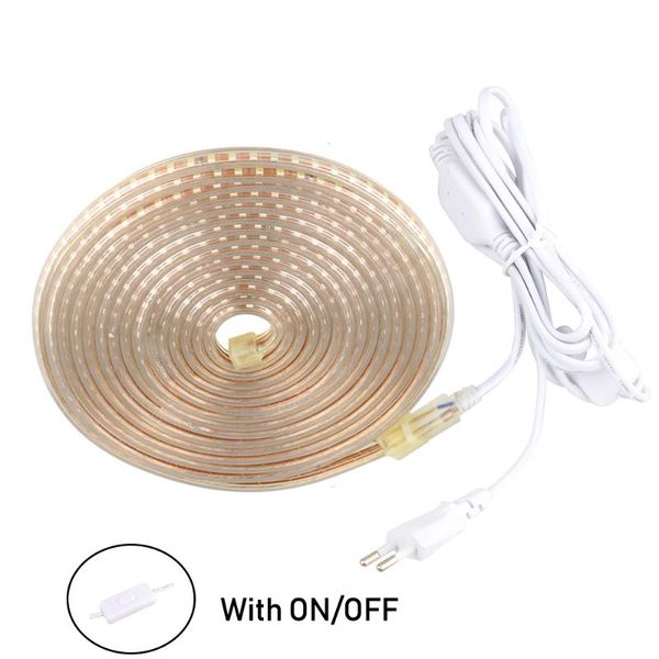 

strips high brightness 220v led strip flexible light waterproof tape with on/off power plug 1-25m rope