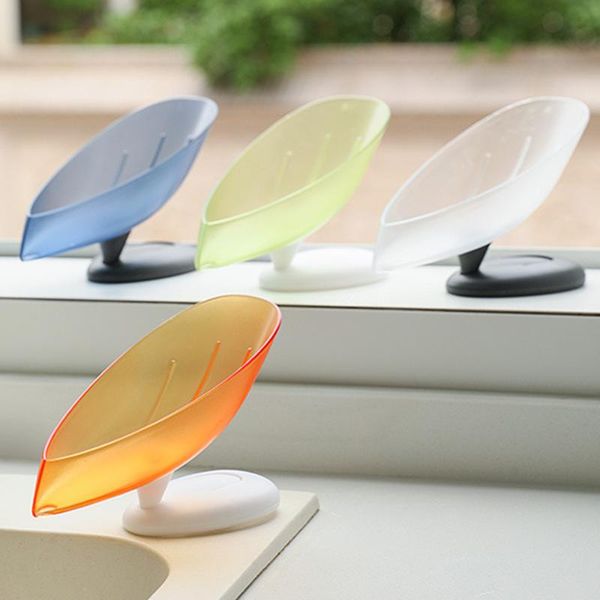 

soap dishes leaf shape box 360 degrees drain holder bathroom shower dish storage plate tray with suction cup