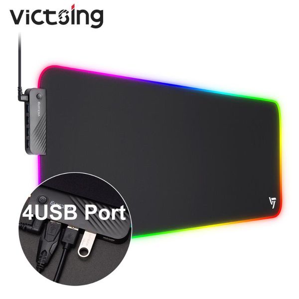 

mouse pads & wrist rests victsing pc342 large rgb gaming pad 4 usb ports 16 lighting modes 3 brightness extra extended soft led mousepad mat