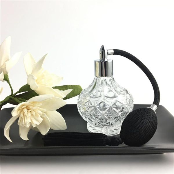 

storage bottles & jars 80ml vintage crystal perfume bottle black long bulb spray atomizer refillable container for cosmetics