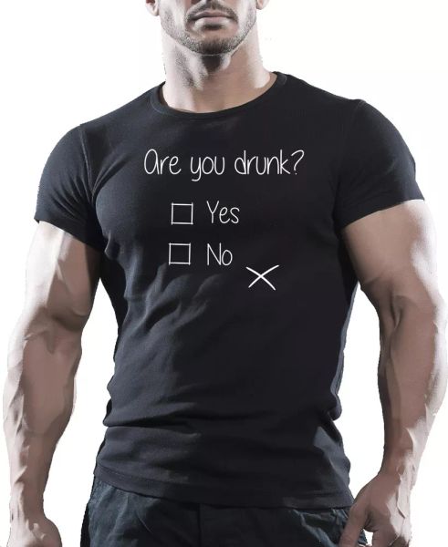 

are you drunk yes or no - funny beer drinking men's party t-shirt tee top, White;black
