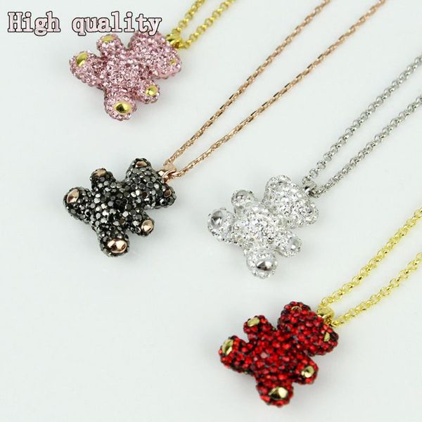 

chains swa fashion jewelry classic lovely crystal bear lady necklace sweet romantic gift chain name, Silver
