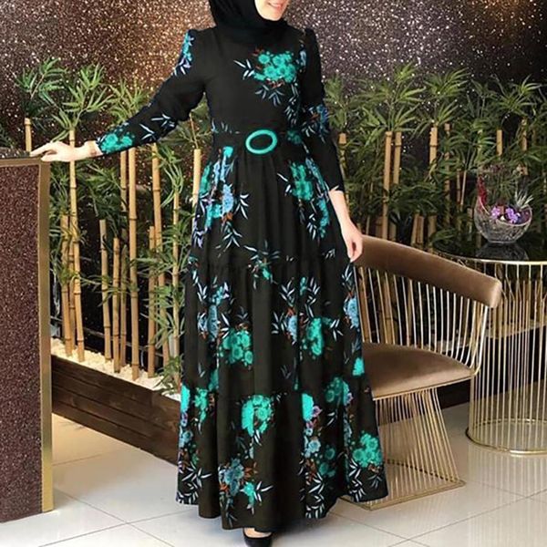 

casual dresses women's dress with long sleeves, ethnic floral stripe dress, maxi skirt, kaftan robe, women's dresses qqnb, Black;gray