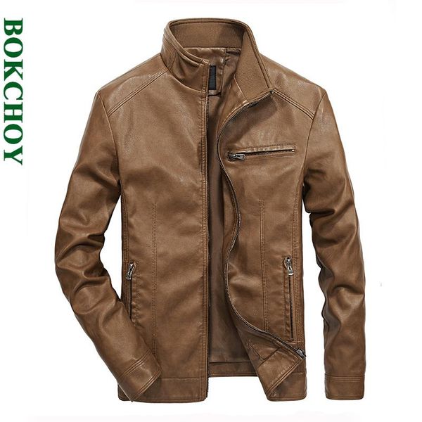 

men's jackets autumn winter men jacket pu leather solid stand collar fashion motorcycle jaqueta masculina coat leisure 1302, Black;brown
