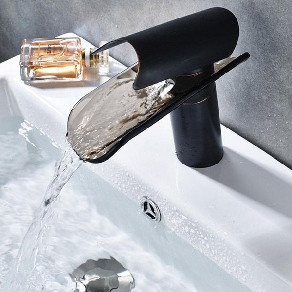 

bathroom sink faucets basin faucet glass batidora chrome nickel waterfall tap single handle cold torneira banheiro