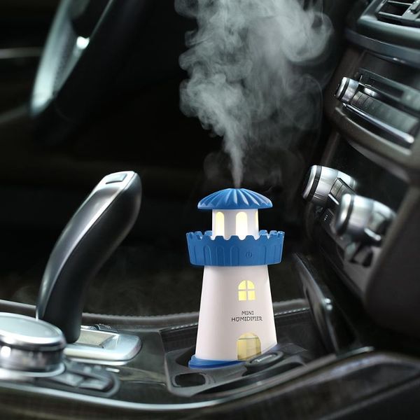 

car air freshener automobile humidifier purifier ornament 150ml lighthouse auto interior night light tower household mist maker