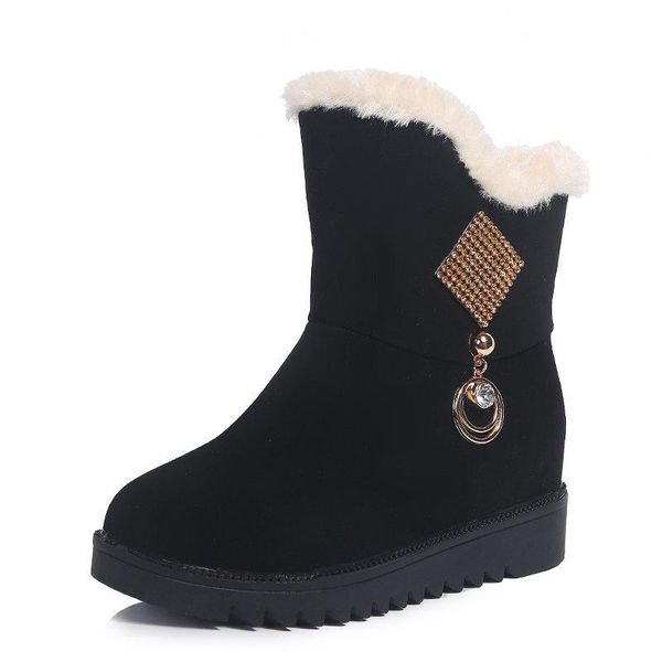 

boots c53 women's snow winter flat heel frosted surface solid color fleece warm short casual comfortable womens cotton, Black