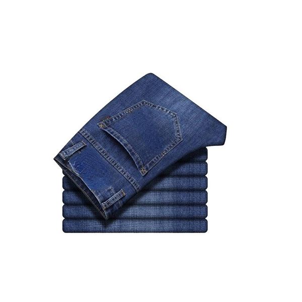 

men's jeans spring and summer straight stretch trousers plus size business slacks, Blue