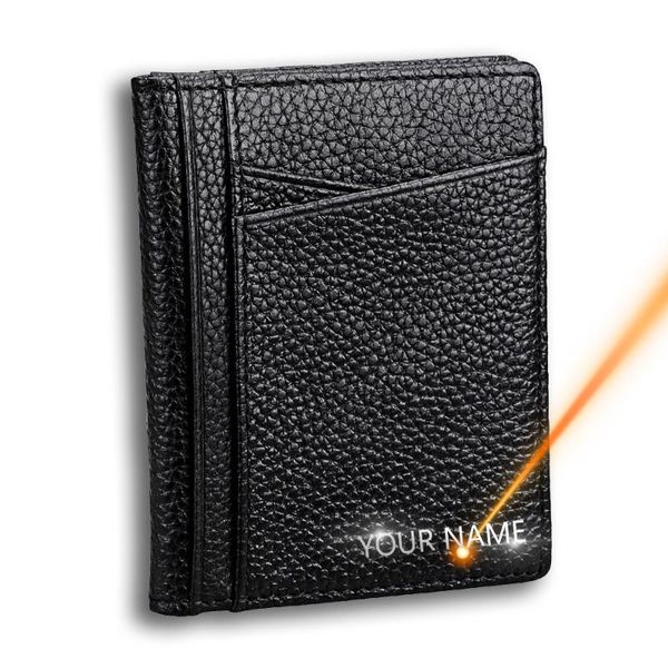 

wallets men name engraving women card short genuine leather drive license purse coin pocket solid pure bag for, Red;black