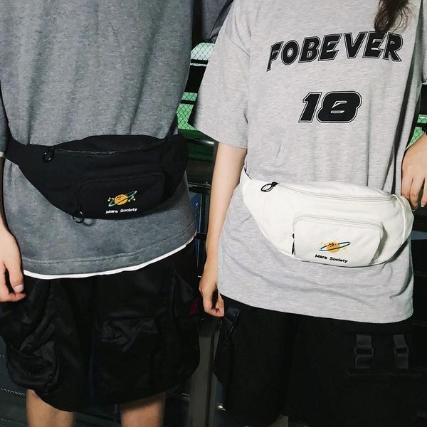 

canvas harajuku style waist bag women men fanny pack chest packs money belt belly bags purse chic pouch hiphop