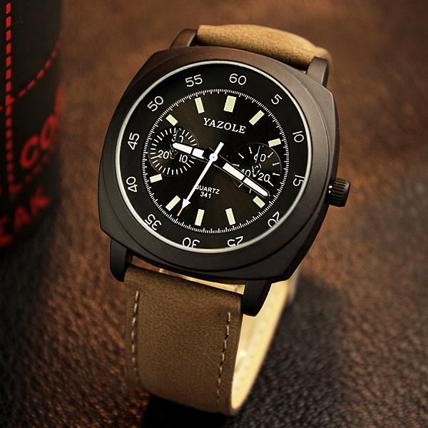 

wristwatches yazole brand relogio masculino simple style quartz watch retro business fashion analog small dial waterproof, Slivery;brown