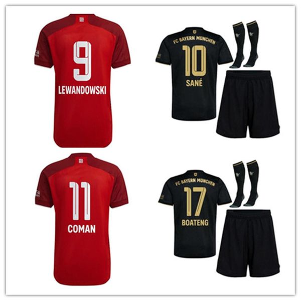 

2021 2022 lewandowski sane kimmich coman muller davies soccer jersey 21 22 men child young boys kit football shirt, Black;yellow