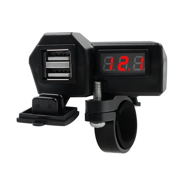 

12v car motorcycle mobile phone charger abs dual usb met switch 24v rv boat charger + voltometer