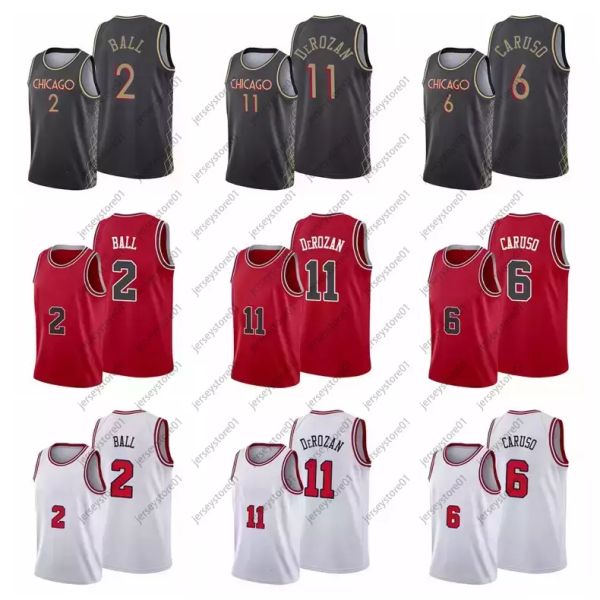 

2021 2022 demar derozan 11 zach lavine 8 basketball jerseys 2 lonzo ball city 6 alex caruso red white edition men jersey, Black;red