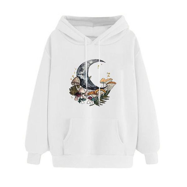 

women's hoodies & sweatshirts women loose pocket sweatshirt cartoon print drawstring pullover long sleeve splited hoodie streetwear, Black