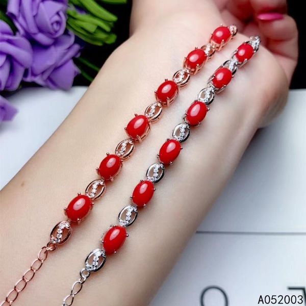 

other bracelets kjjeaxcmy fine jewelry 925 sterling silver inlaid red coral women hand bracelet classic support detection, Golden;silver