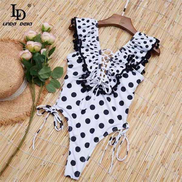 Summe Polka Dot Fashion Sexy Bikini Costume da bagno Costume da bagno Monokini Swimwear 210522