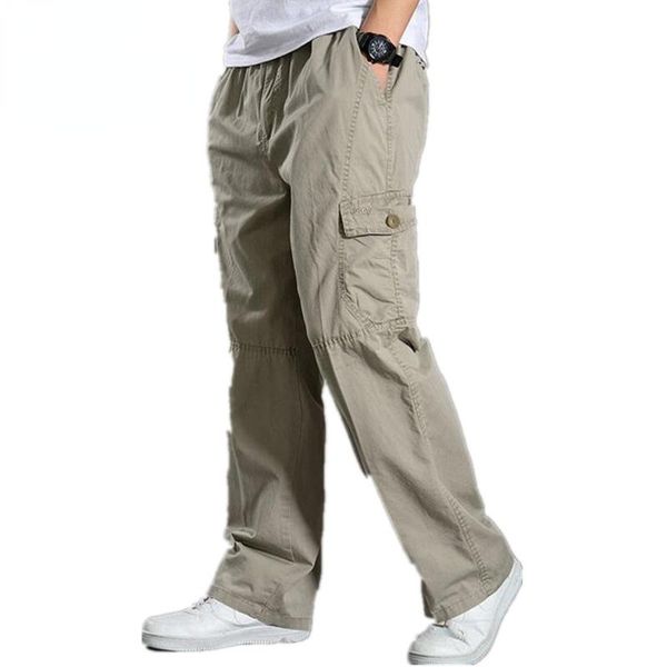 Pantaloni da uomo in cotone estivo da uomo cargo da uomo pantaloni larghi tattici leggeri pantaloni da lavoro verde militare pantaloni casual larghi taglie forti