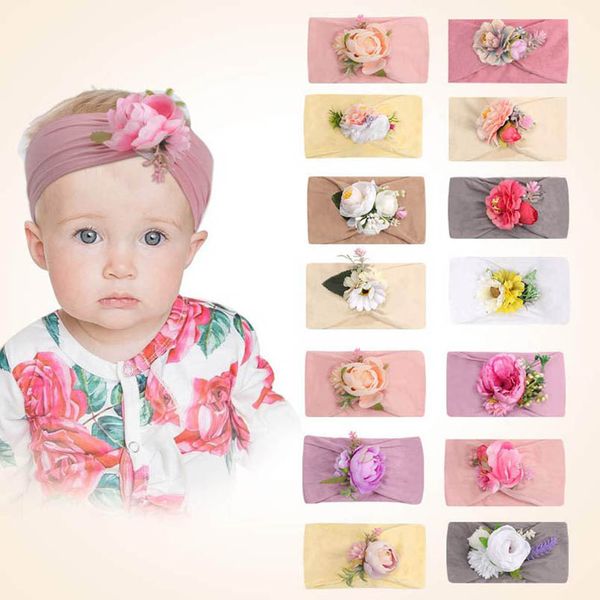 

girls hair accessories baby headbands diy flower children kids elastic nylon hairband infant head bands accessory b6967, Slivery;white