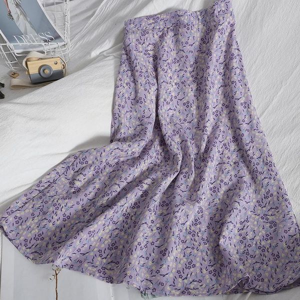 

skirts spring clothing age reducing temperament gentle chiffon skirt thin and versatile high waist sweet floral korean knee, Black