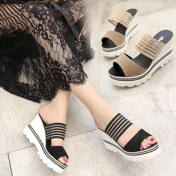 

dress shoes women summer sandals female heels wedges for shoe ladies wedge, Black