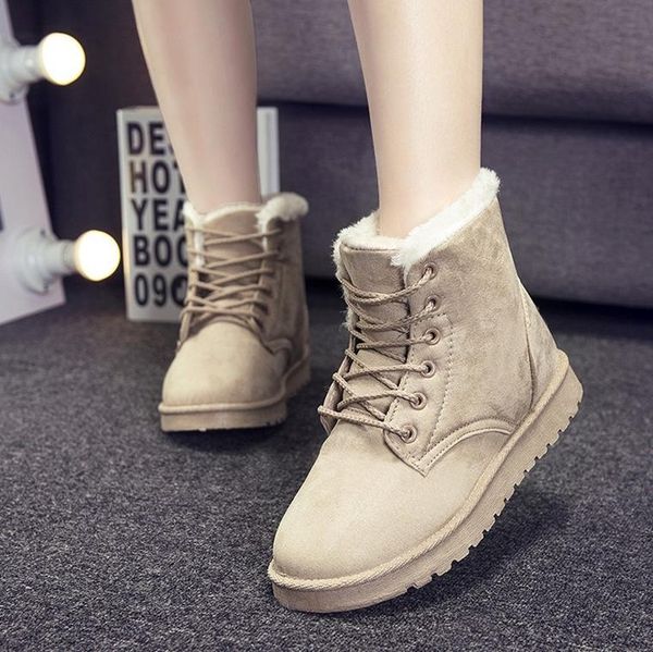 

boots 2021 autumn and winter snow female short large size cotton shoes students warm velvet, Black