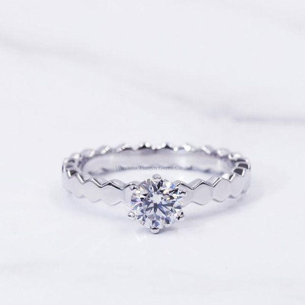 

cluster rings tianyu gems silver wedding wave band solitaire 5mm moissanite diamonds women 6 prong setting 2021 trendy gifts, Golden;silver
