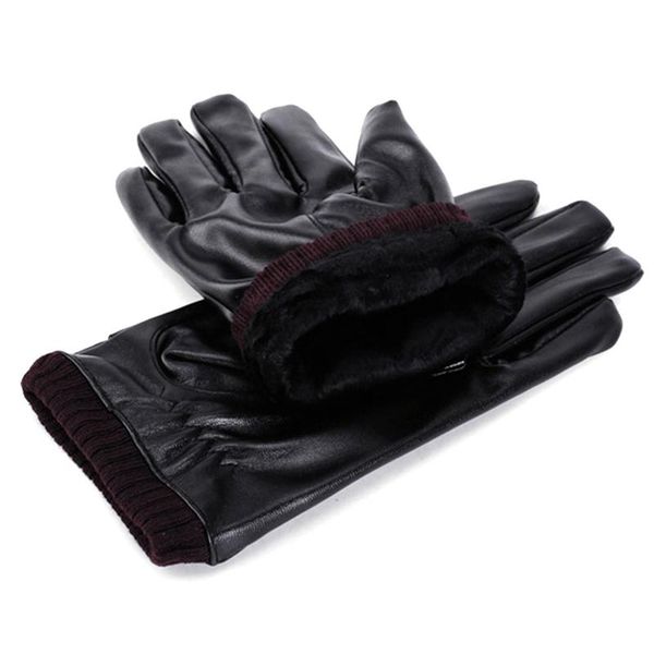 

cycling gloves winter plus velvet warm pu wind and cold contact sn outdoor waterproof riding, Black