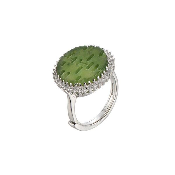 

cluster rings radhorse 925 silver for women fine jewelry jasper double happines modeling real folklore style adjustable ring, Golden;silver
