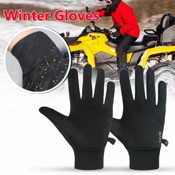 

winter warm gloves touch screen cycling outdoor motorcycle anti slip mittens biking portableÂ dustproof part1, Black