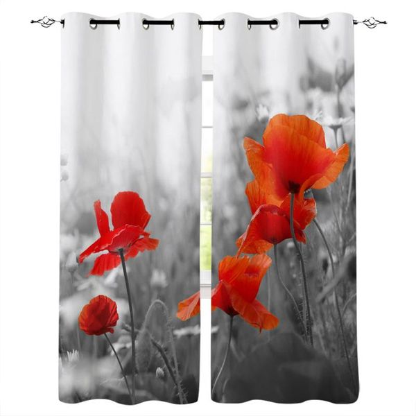 

curtain & drapes poppy flower red window curtains for living room bedroom kitchen modern home decoration blinds