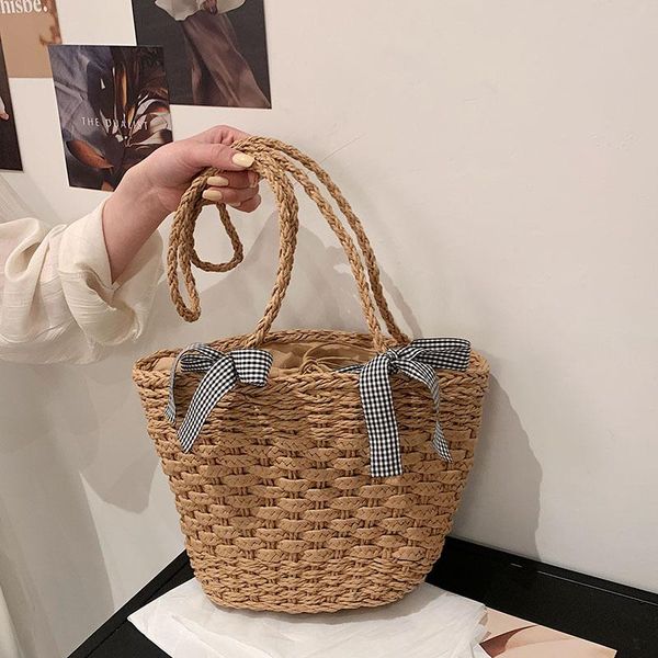 

evening bags straw bag 2021 summer tourist beach silk scarf decorative woven flower basket korean fashion ladies