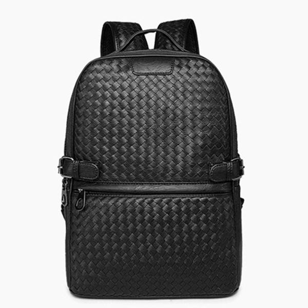 

backpack pu leather woven men women fashion large capacity travel school bag weave lapbags luggage schoolbag