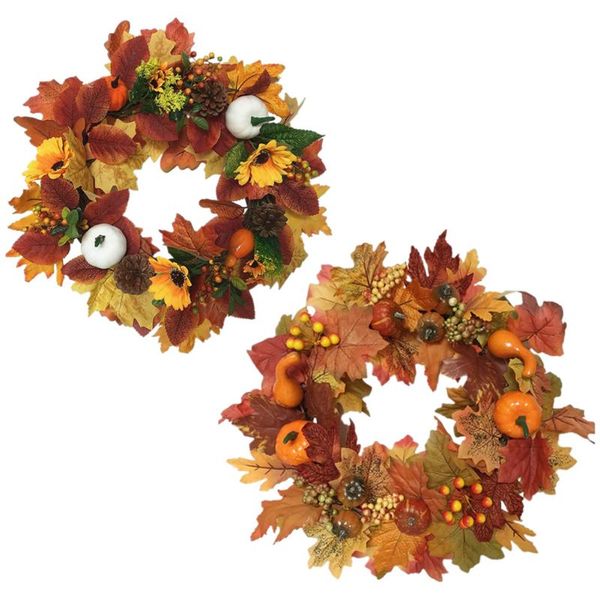 

decorative flowers & wreaths halloween artificial wreath autumn door hanging pumpkin berry pendant decoration