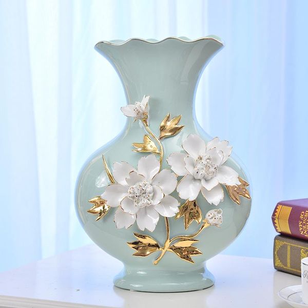 

vases ceramic flower arrangement vase handicraft home living room pinching gold rose decoration