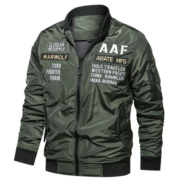 

men's jackets spring and autumn military casual personality printing zipper pilot baseball jacket outdoor waterproof windbreaker, Black;brown