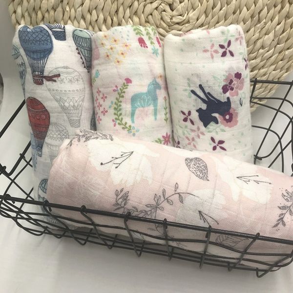 Младенческое полотенце для ванны Ins Бамбуковое волокно одевает марлевые 2 слоя детская оберточная постельное белье новорожденное пелена для петля одеял малышей коляска YL557