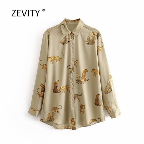 Novas Mulheres Vintage Animal Impressão Casual Smock Blusa Outono Senhoras Leopardo Padrão Camisas Chic Femininas Quimono Blusas Tops LS4397 210410