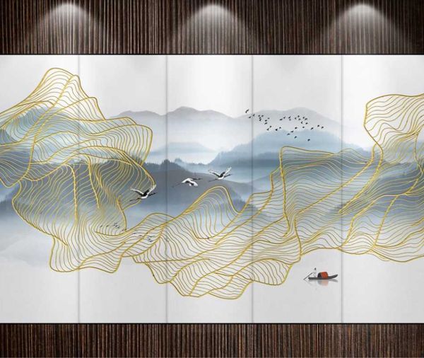

custom mural wallpaper 3d chinese hand-painted abstract line ink landscape background wall decorative painting wallpapers