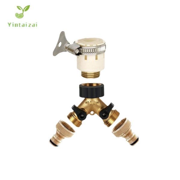 

watering equipments brass y hose splitter with round tap connector garden 2-ways quick flower car washing fittings