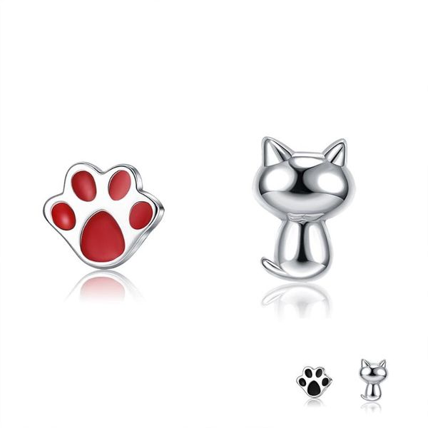 

stud silverhoo 925 sterling silver cute and little footprint earrings romantic anniversary fine jewelry girlfriend lovely gifts, Golden;silver