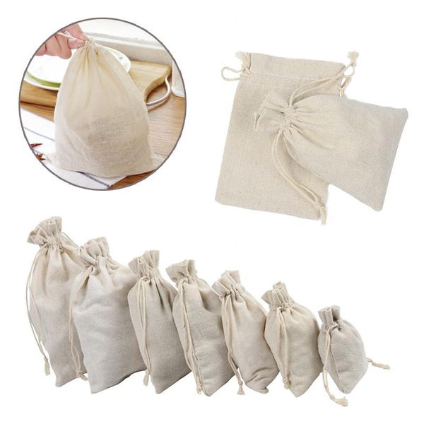

gift wrap cotton muslin drawstring strainer tea spice separate filter bag with string empty yarn 25/10pc