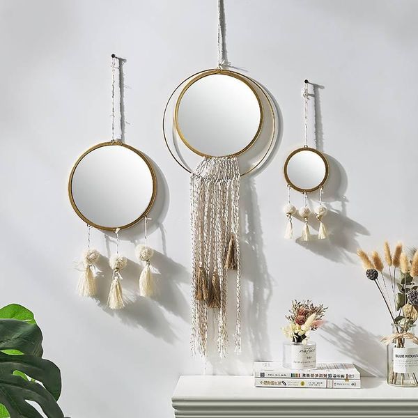 

mirrors nordic ins wind girls bedroom walls creative mirror hang decorational makeup porch decoration wall hanges