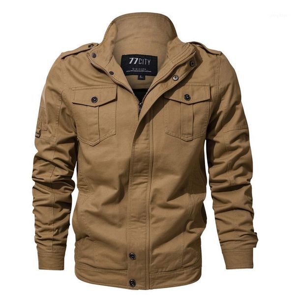 

men's jackets autumn military jacket men fashion stand collar bomber with many pockets solid color cotton coat plus size m-5xl, Black;brown