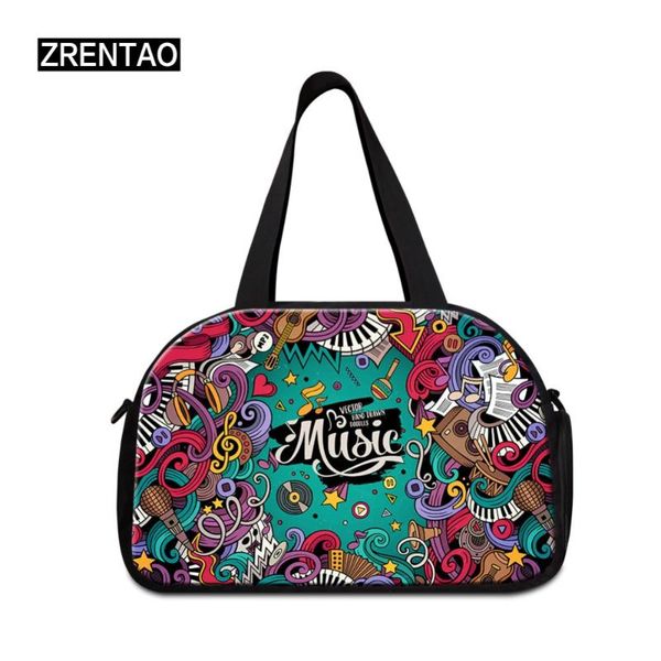 

duffel bags zrentao large capacity travel with shoes pocket 3d musical note print duffle cotton fabric designed mommy bag