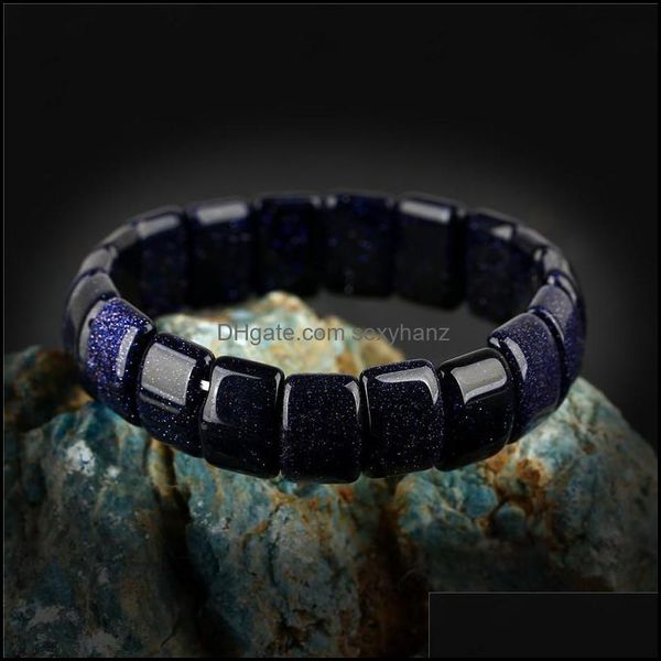 Schmuck Perlen, Stränge Chakra Quadrat mit natürlichem blauen Sandstein Perlen Charms Armbänder Armreifen Paar Armband Frauen Männer Schmuck Dro