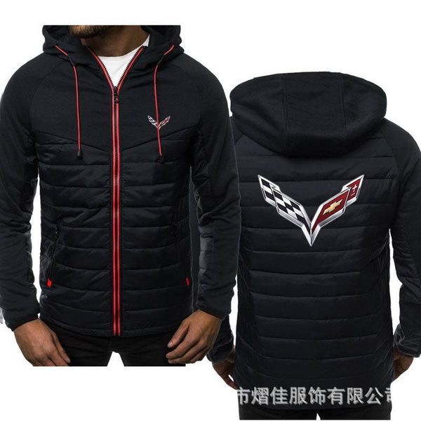 

men's hoodies & sweatshirts 2021 chevrolet logo fashion hoody spliced jackets printed men casual coat hooded fleece streetwear clothes, Black