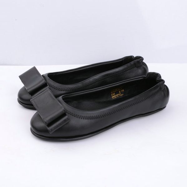 

dress shoes flat genuine leather soft ballet women high qualiy round toe ballerina flats ladies casual shoes, Black