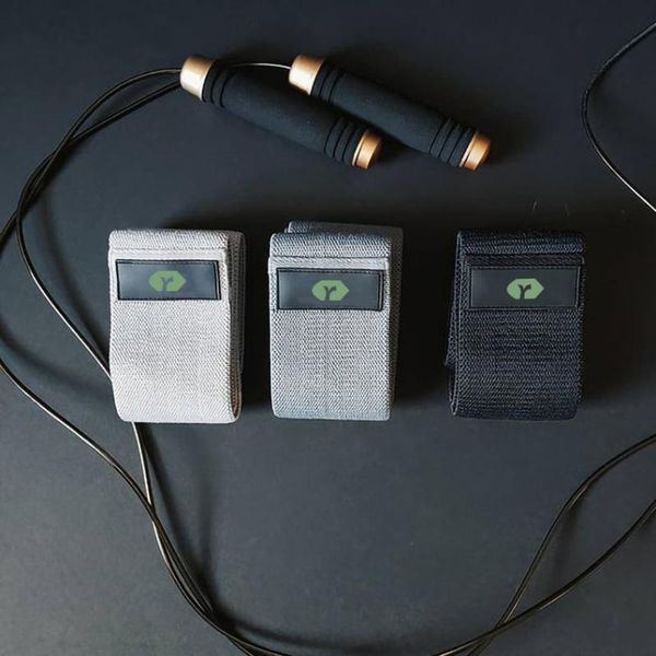 

resistance bands custom logo black grey fabric workout yoga exercise hip for women