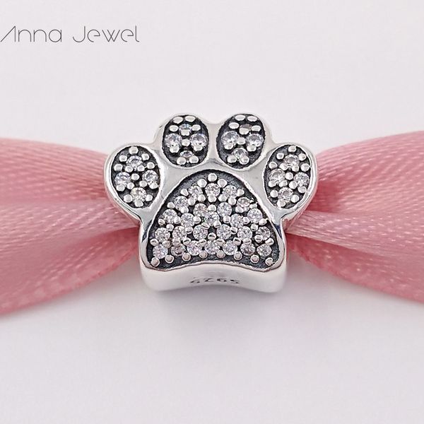 Perline di ciondoli fai-da-te per set di gioielli di gelsomino che fanno impronta alla rinfusa PAW pandora argento sterling 925 braccialetto di diamanti di cristallo donne uomini braccialetto collana pendente 791714CZ